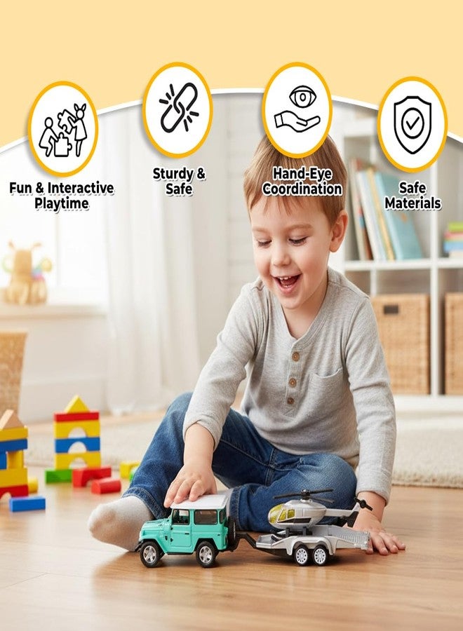 ويمبلي سيارة لعبة ويمبلي لاند كروزر مصبوبة مع مقطورة للأطفال من الجنسين، مجموعة لعب سيارة صغيرة تعمل بالسحب للخلف مع ناقلة نقل متعددة الاستخدامات عشوائية - مجموعة من قطعتين - Image 5